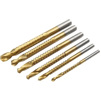 

6Pcs Power Drill Saw Set HSS Steel Titanium Coated Woodworking Twist Drill Bit Electric Drill Plastic Metal Hole Grooving Drill