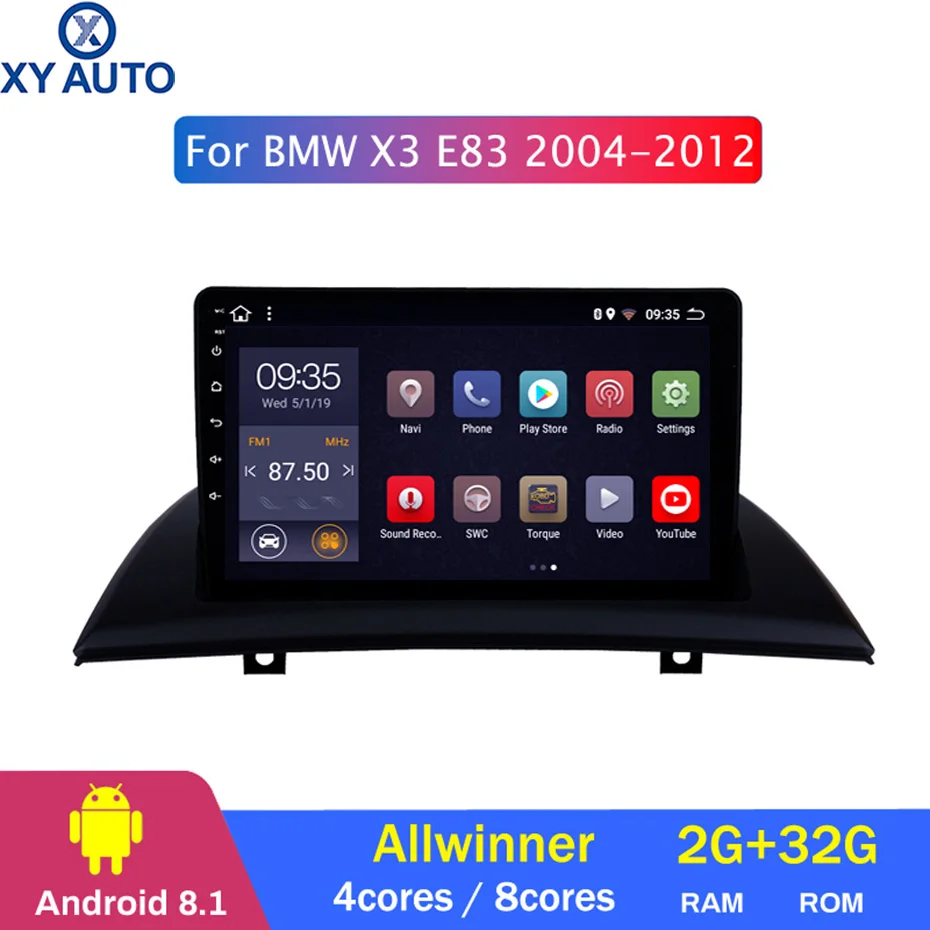 

9 inch 2.5D IPS HD multi-touch screen Android8.1 2G RAM 32G ROM NAVI with BlueTooth USB WIFI SWC for BMW X3 E83 2004-2012