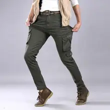 Хлопковый Повседневный для мужчин брюки карго большие карманы украшения промывают военные Джоггеры мужские стрейч осень зима брюки 28-38