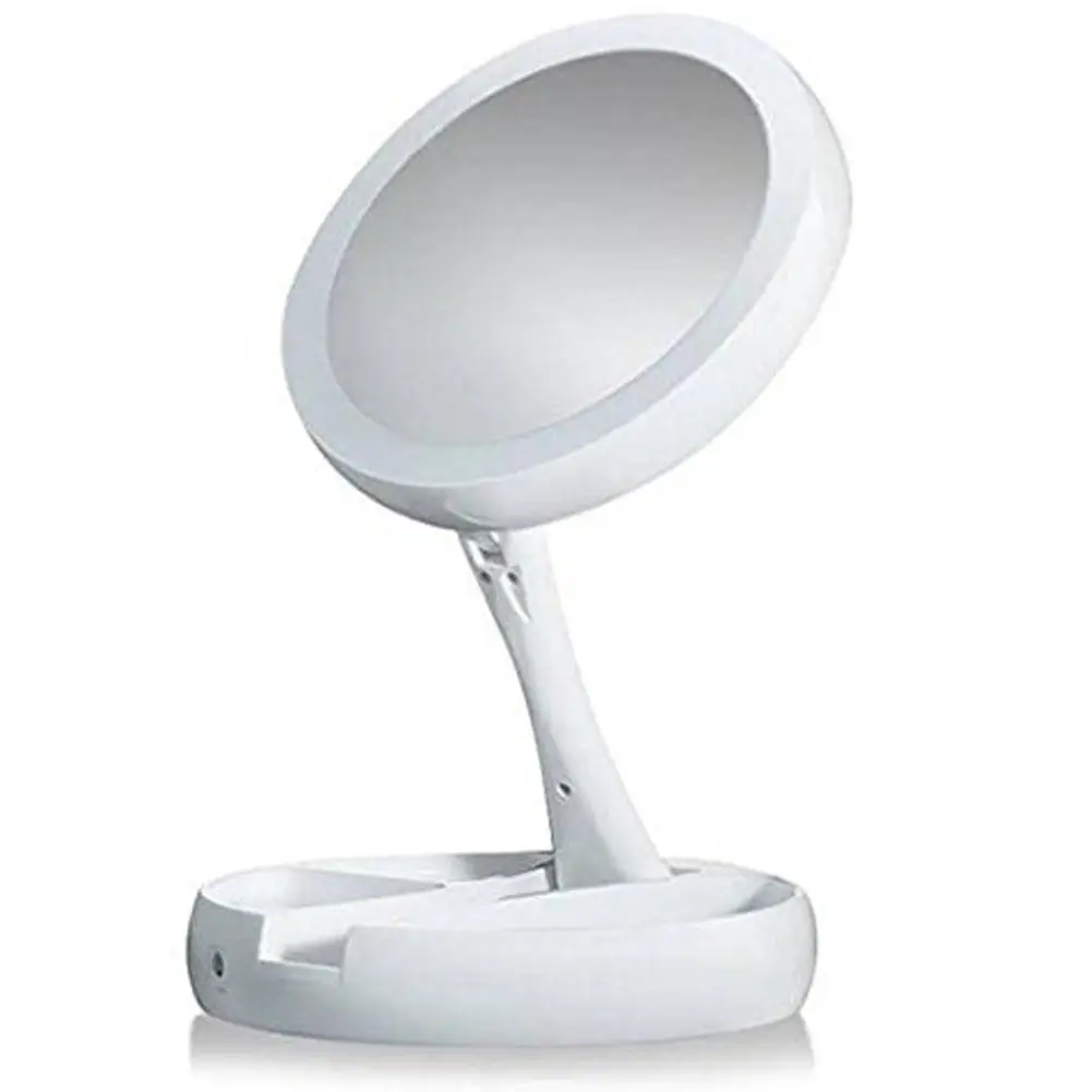 

Double-sided Rotatable Folding LEDs USB Lighted Makeup Mirror Screen Tabletop Lamp Portable Mirror Make Up Tools