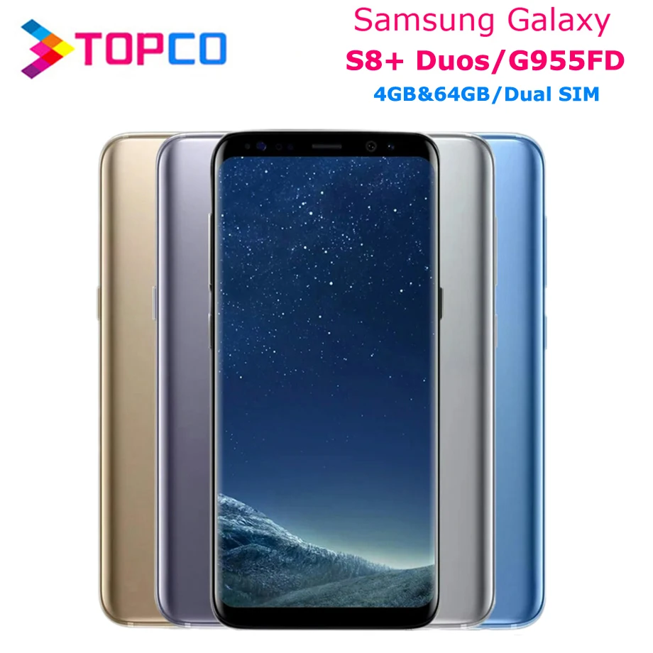 Samsung Galaxy S8+ Duos S8 Plus разблокированный G955FD LTE NFC Dual SIM Android телефон Восьмиядерный 6," 12 МП 4 Гб и 64 Гб NFC