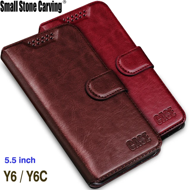 Cheap For Doogee Y6 5.5 Case Luxury Vintage Leather Wallet Flip Cases For Fundas Doogee Y6 / Doogee Y6C 5.5Inch Silicon Soft TPU Cover