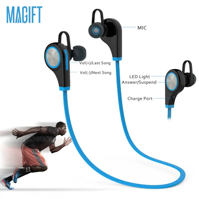  Magift6 Sports Bluetooth Headsets CSR4.1 Q9 Wireless Headphones In-ear Stereo Earphone with Microphone for iPhone7 plus Android 