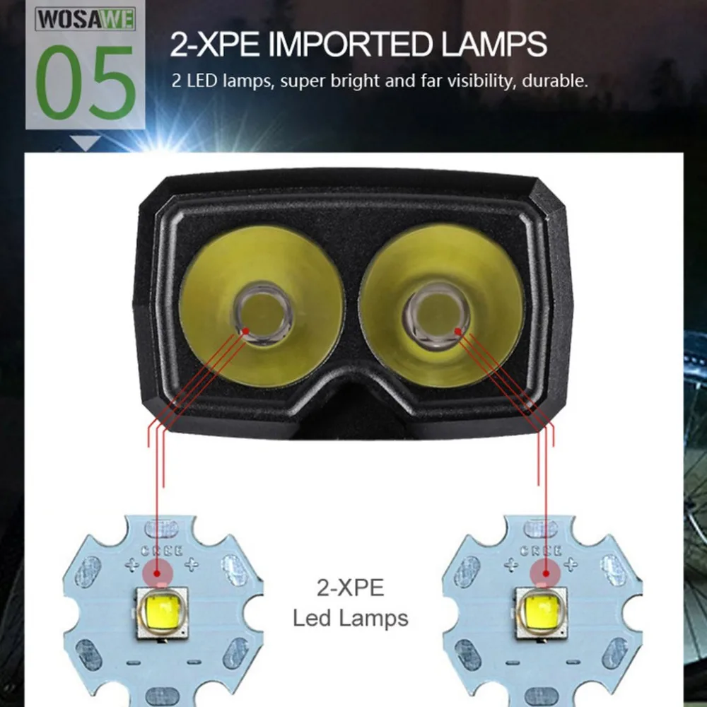Сильный Мощность двойной светодио дный USB Перезаряжаемые передний руль велосипеда свет лампы велосипед ночные огни фар BCD-007 Outdoorsport