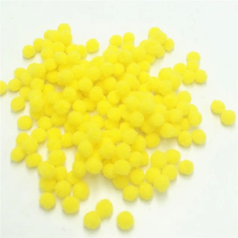 

200pcs YELLOW color DIY Crafts 7MM Round Shaped Pompom Plush Ball Soft Fluffy Pom Pom for Wedding Decoration 004