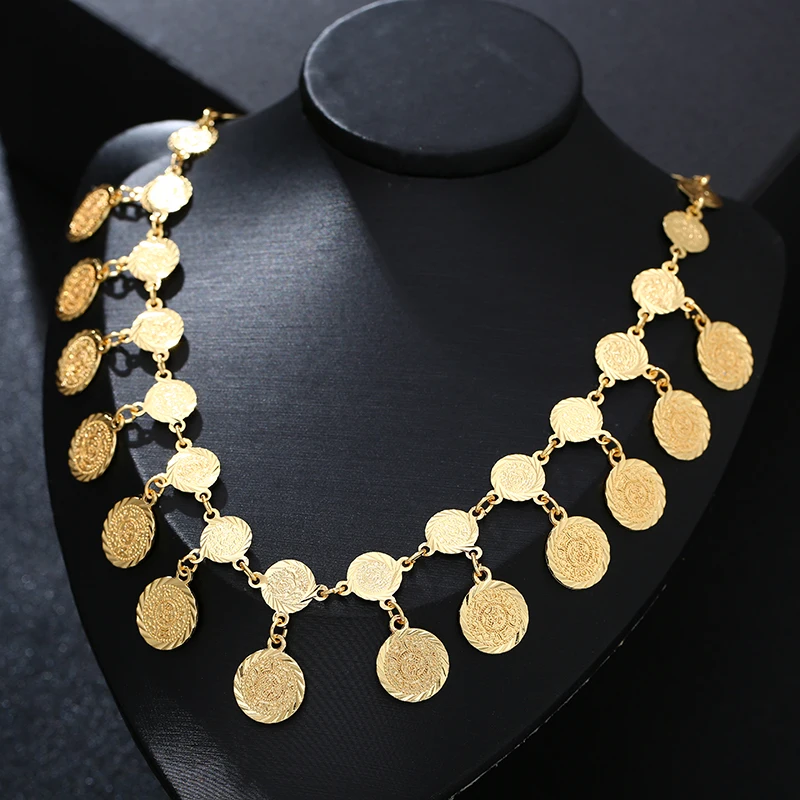 Мода Ближний Восток арабский монета набор ювелирных изделий ожерелье серьги кольцо браслет золотой цвет невесты свадебные украшения подарок