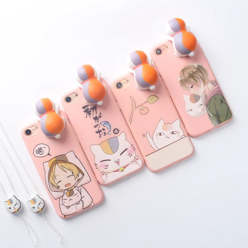 For iPhone 7 8 Lucky Cat Japan Comic Case 3D Silicone Maneki Neko String Cartoon Squishy Apple X Plus Coque |