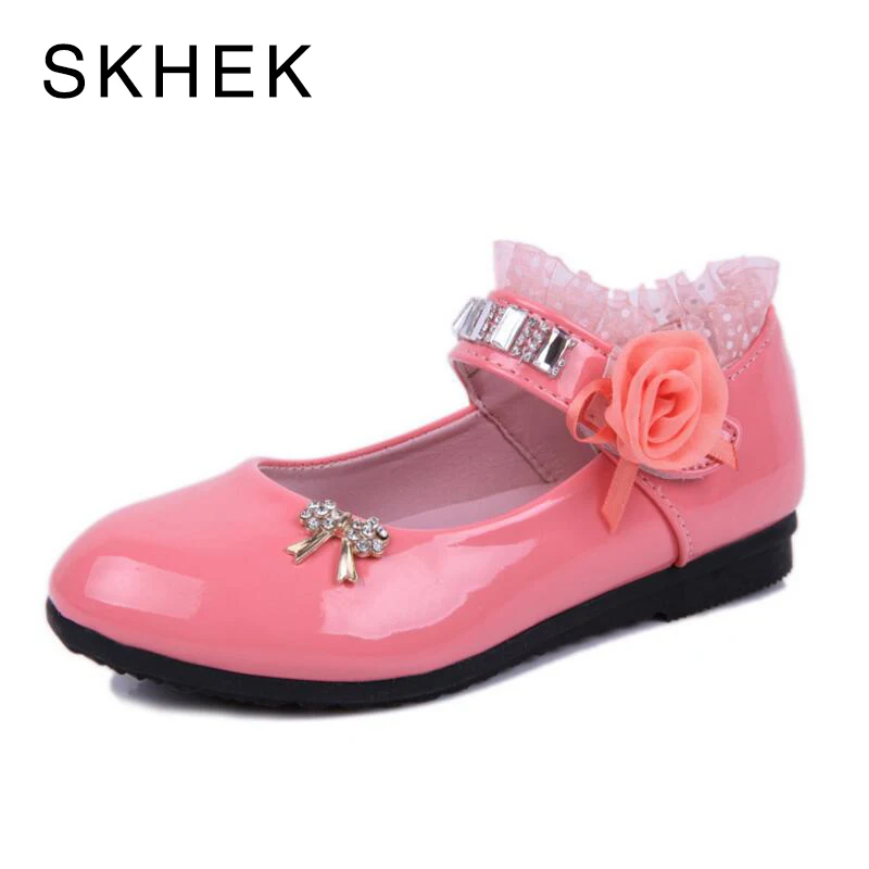 

SKHEK Girls Shoes Lace Lace Kids Shoes For Girl Spring Summer Dress Flat With Sandals Bowknot Flowers Children Shoe 4 Color