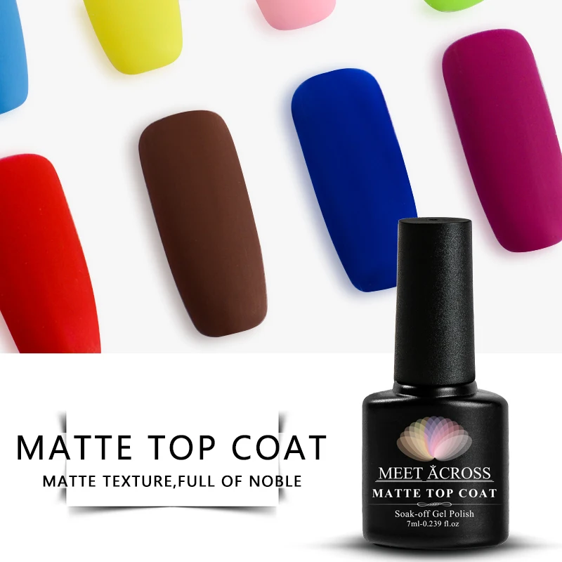 

MEET ACROSS Matte Top Coat Nail Art Design UV LED Base Coat No Sticky Layer No Clean Matt Top Gel Polish Long Lasting Manicure