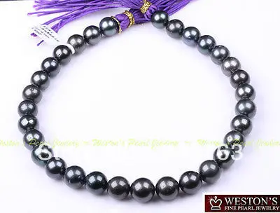 Xiuli 00153 14 мм натуральный черный подлинной таити жемчужное ожерелье