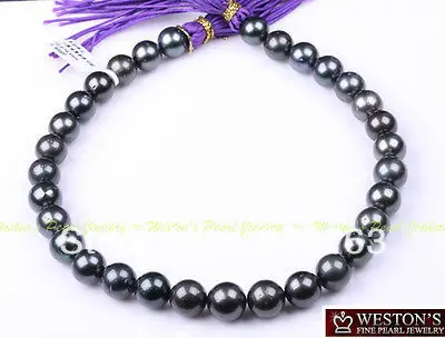 

xiuli 00153 14MM NATURAL BLACK GENUINE TAHITIAN PEARL NECKLACE GOLD