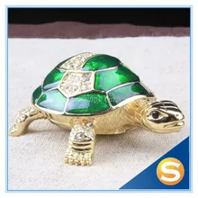 Feng Shui Craft Sea Turtle Crystal Studded Turtle Shape Jewelry Box Handmade Miniatures Sea Turtles(Random Color)