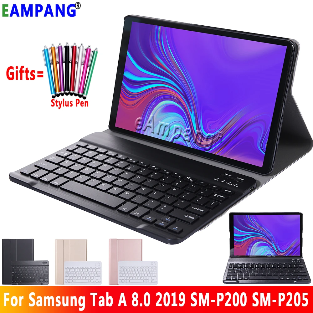 For Samsung Galaxy Tab A 8.0 2019 (S Pen Version) Keyboard Case P200 P205  SM-P200 SM-P205 Leather Wireless Keybaord Cover Case