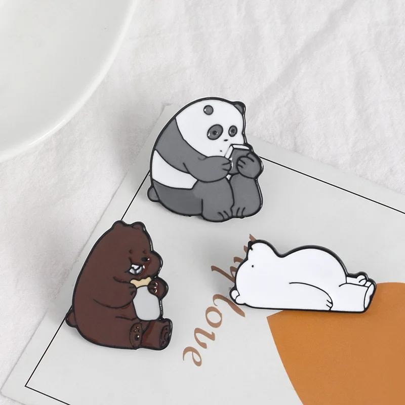 Три маленький медведь животное брошка мультфильм милый гризли медведь панда лед медведь джинсовая подвеска на рюкзак брошь кавайная подарок детям