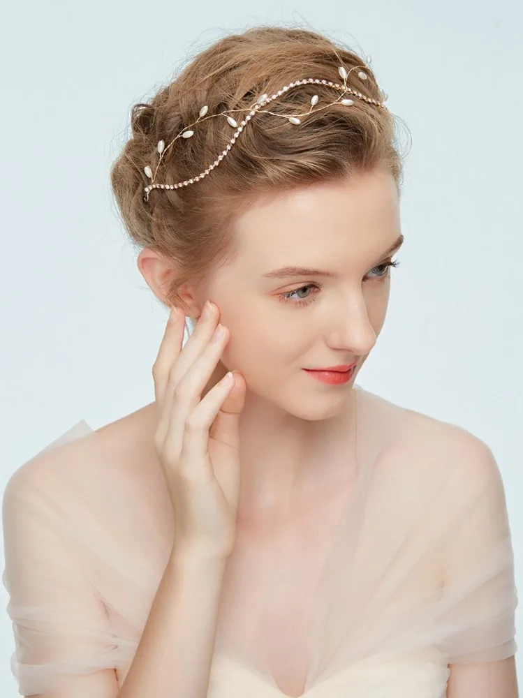 204 Rhinestone Crystal Headbands Wedding Hair Accessories Bridal Pearl Headband Pearl Hair Band Handmade Bridal Head Jewelry