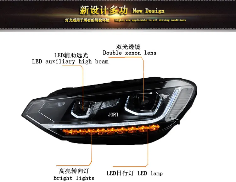 Автомобильный Стайлинг светодиодный головной фонарь для VW Touran светодиодный фары для Touran drl H7 hid Биксеноновые линзы angel eye ближнего света