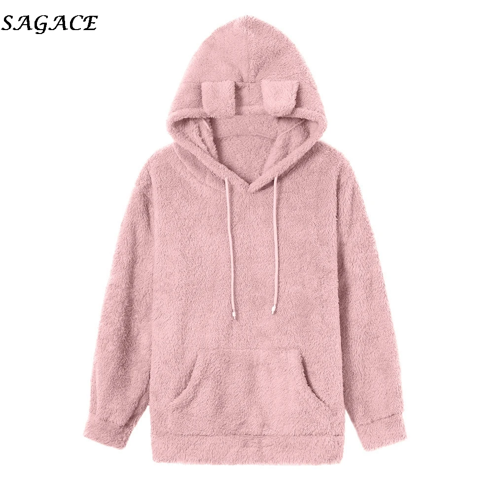 SAGACE Autumn Winter Fashion Solid color Harajuku pink