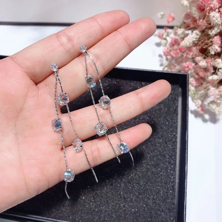 Кисточкой CZ серьги серебро 925 Сообщение гипоаллергенный fadeless сплав моды для