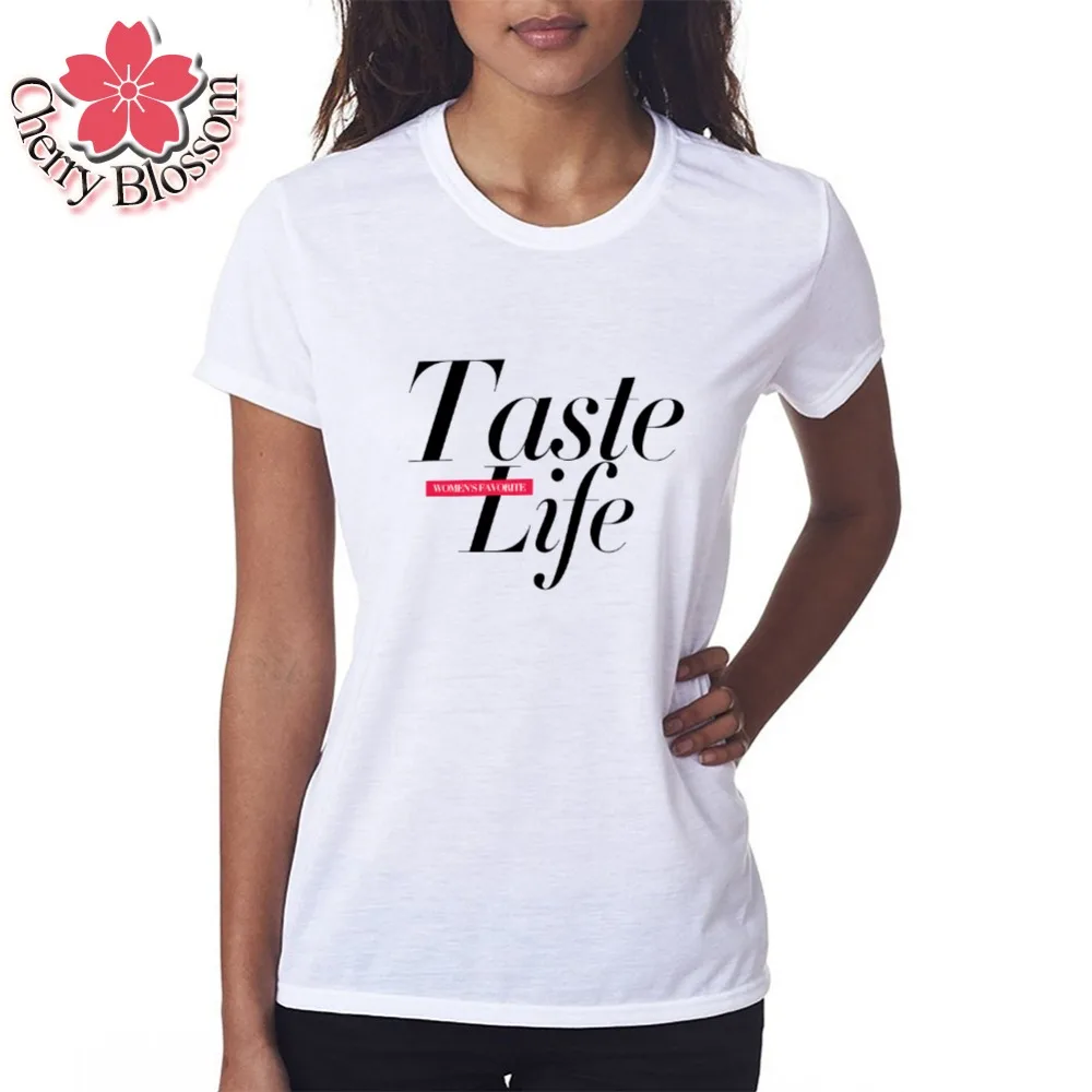 Cherry Blossom Summer Tops Taste Life Printed T Shirt Women Clothing