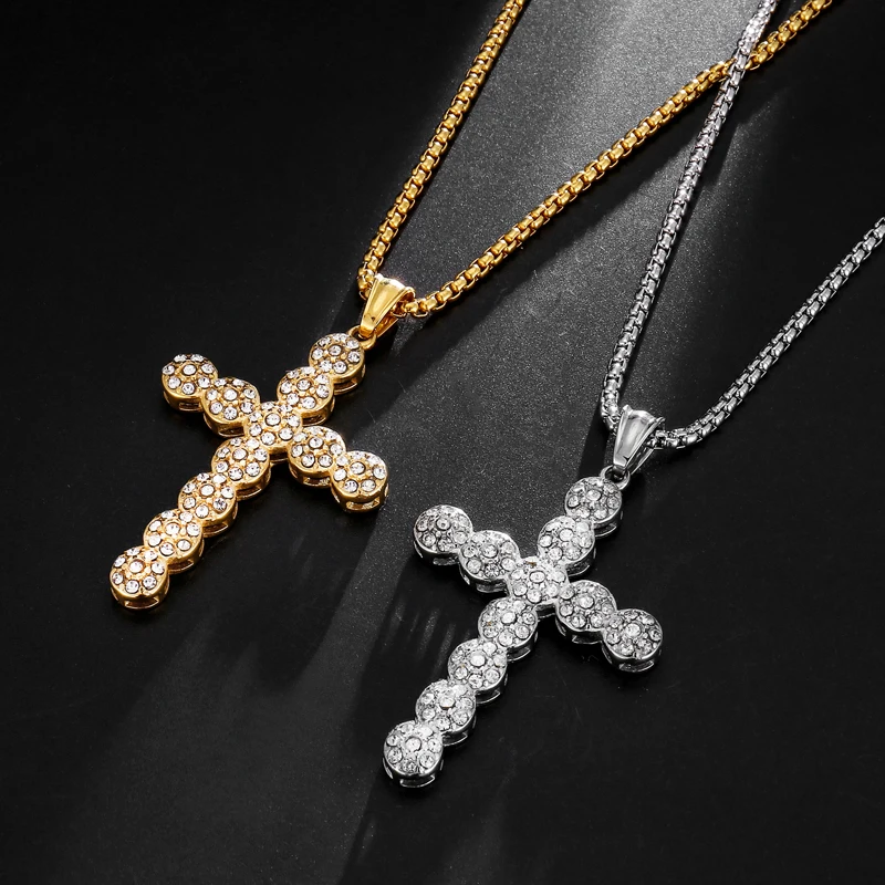 Хип хоп Iced Out Bling крест со стразами Ankh ожерелья и подвески для мужчин ключ жизни для мужчин ювелирные изделия