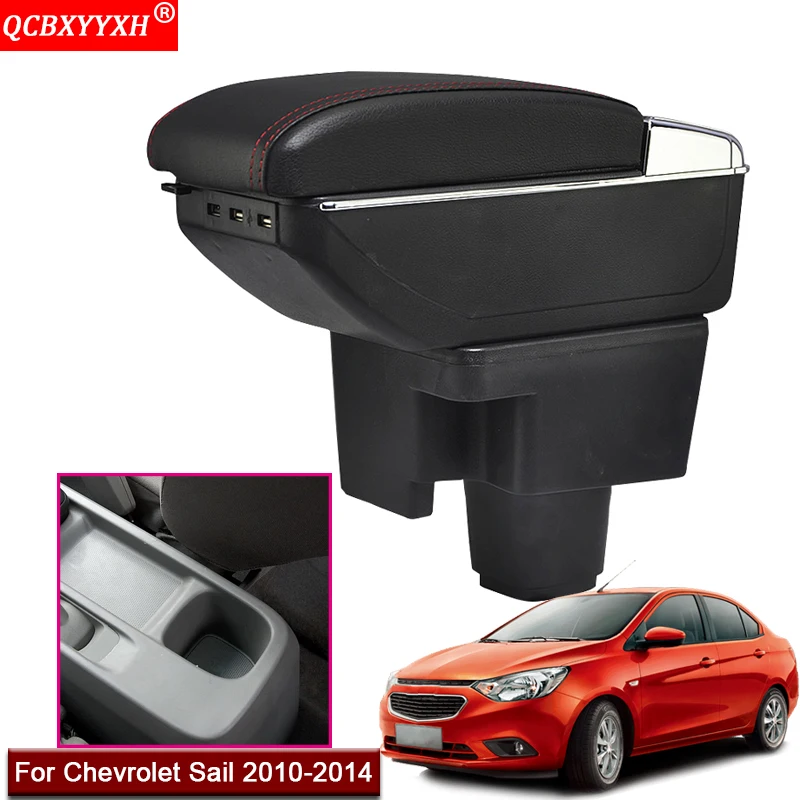 

Car Styling ABS With PU Leather Car Armrest Box Center Console Storage Box Holder Case Accessories For Chevrolet Sail 2010-2014