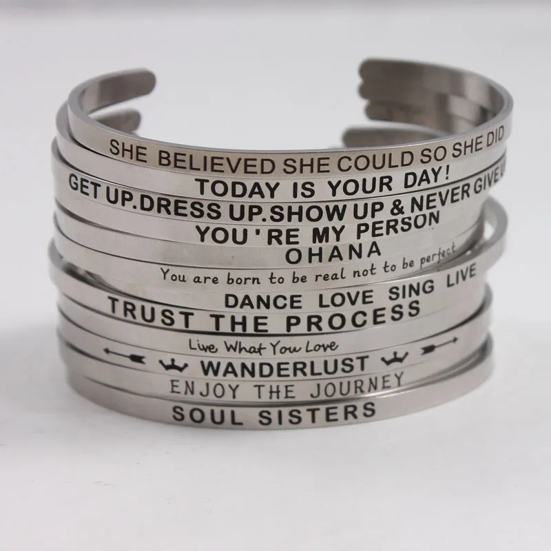 Us 2 98 2018 Hottest Quotes Mantra Bracelets 316l Stainless Steel Open Cuff Bangle Fashion Women Female Inspirational Jewelry In Bangles Us 2 98 2018 Hottest Quotes Mantra Bracelets 316l Stainless Steel Open Cuff Bangle Fashion Women Female Inspirational Jewelry In Bangles