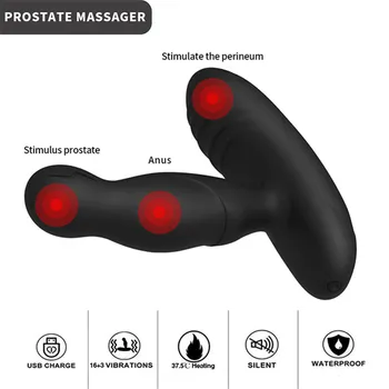 Rotation Anal Plug Vibrator With Heating Sex Toys For Men Wireless Remote Prostate Massager Vibrating Butt Plug Intimate Goods