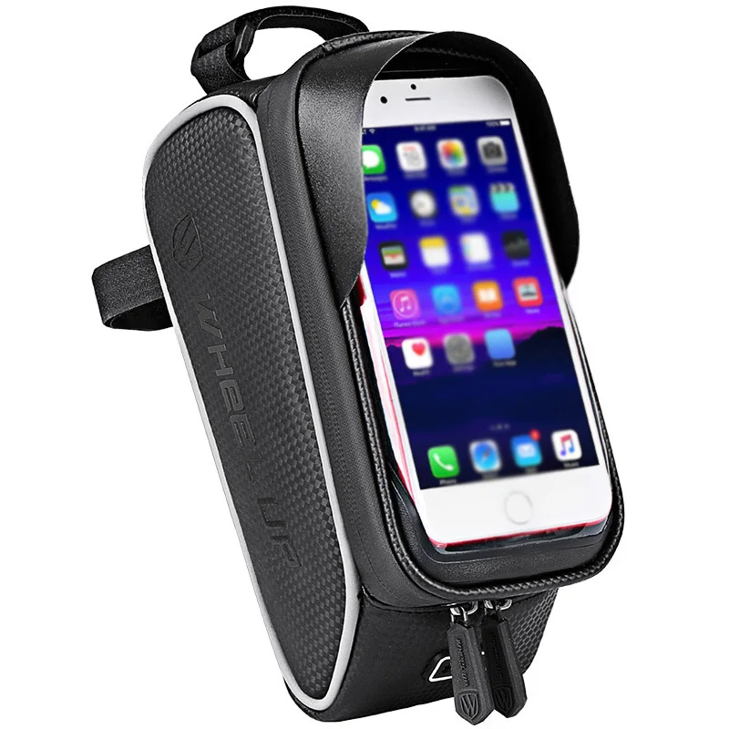  1x Waterproof Cycling Bicycle Front Tube Frame Bag Phone Holder Pouch Bike Black
