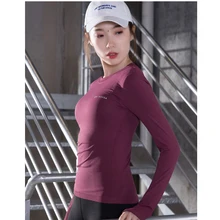 Женская сетчатая ажурная рубашка для йоги спортивная футболка с длинным рукавом быстросохнущая одежда для фитнеса беговая рубашка Спортивная одежда