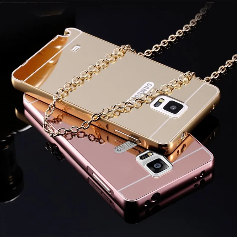 

For Samsung note 4 case Bling Luxury Mirror Aluminum Back Cover For Samsung Galaxy Note 4 N910 Metal Plating Frame Phone Bags