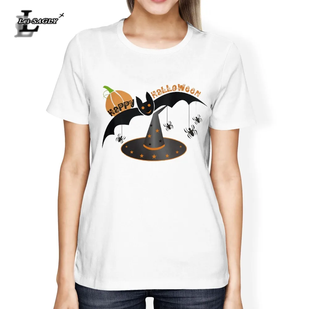 Lei SAGLY Pumpkin Women T Shirt Happy Halloween Graphic Print Tshirt