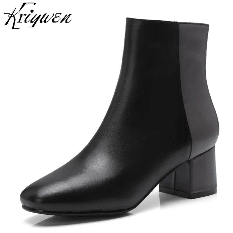 

2018 Autumn Brand Women Ankle Boots Cow Leather High Heels Genuine Leather Sexy Ladies Motorcycle Boots chaussure Femmes Botas