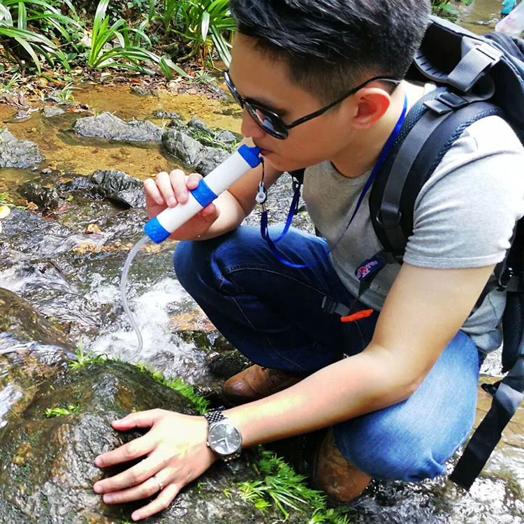 

Outdoor Survival Water Purifier Camping Hiking Water Suction Pipe Mini Portable Outdoor Water Filter Emergency Survival Tool