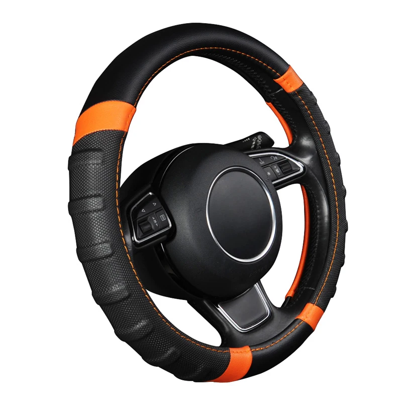 

Leather Steering Wheel Cover 38cm/15 inch For Fiat marea palio panda grande punto stilo uno tempra of 2010 2009 2008 2007