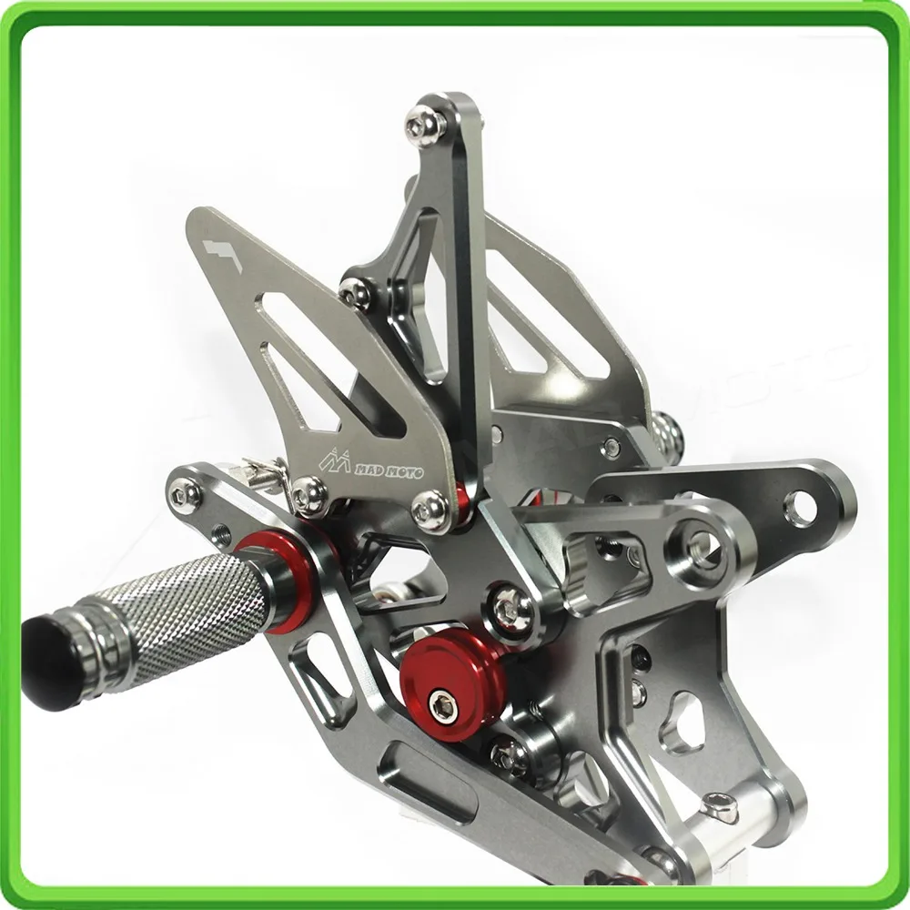 CNC Rearsets сзади комплект одежды ног ножная педаль для Kawasaki Ninja ZX6R ZX 6R ZX-6R 636 2013 серый