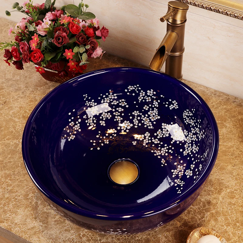 Europe Vintage Style Ceramic Art Basin Sinks Counter Top Wash Basin Bathroom Vessel Sinks vanities bathroom ceramic sinks (10)