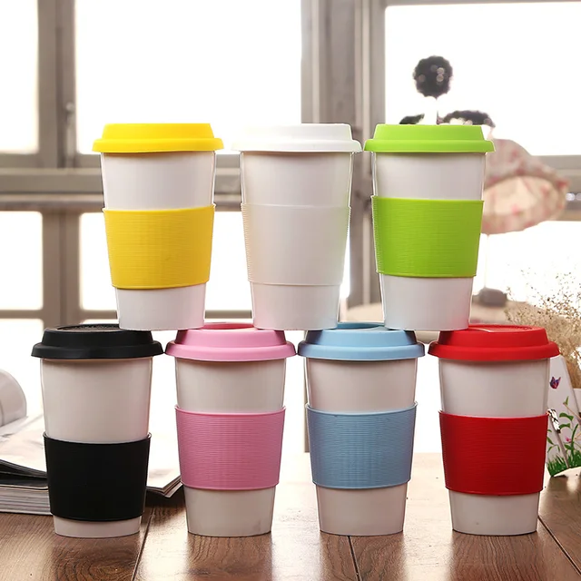 1pc Ceramic Cup Coffee Mugs With Silicone Lid Heat Insulated Case 1pc Ceramic Cup Coffee Mugs With Silicone Lid Heat Insulated Case Custom Printed As Advertising Promotional Gift Upstyle