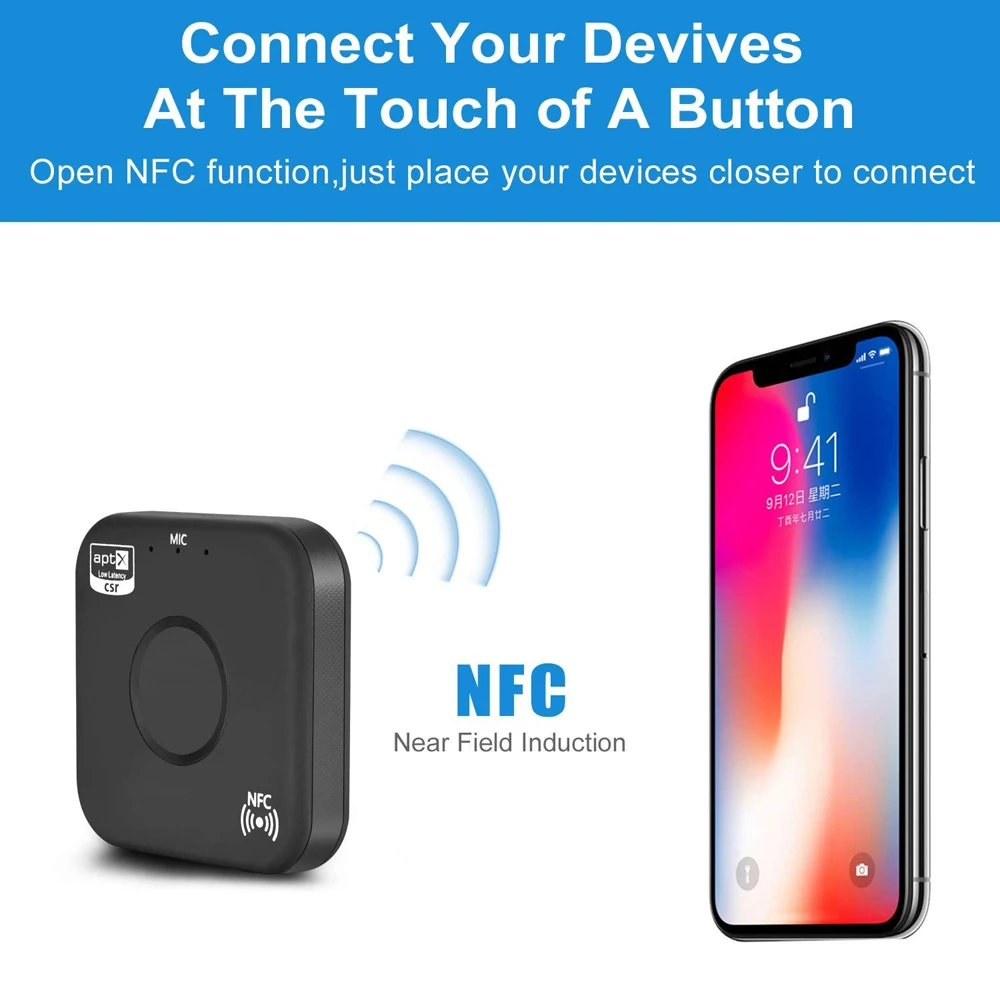 VAORLO Bluetooth приемник аудио AUX APTX V4.2 приемники NFC автомобильный комплект свободные