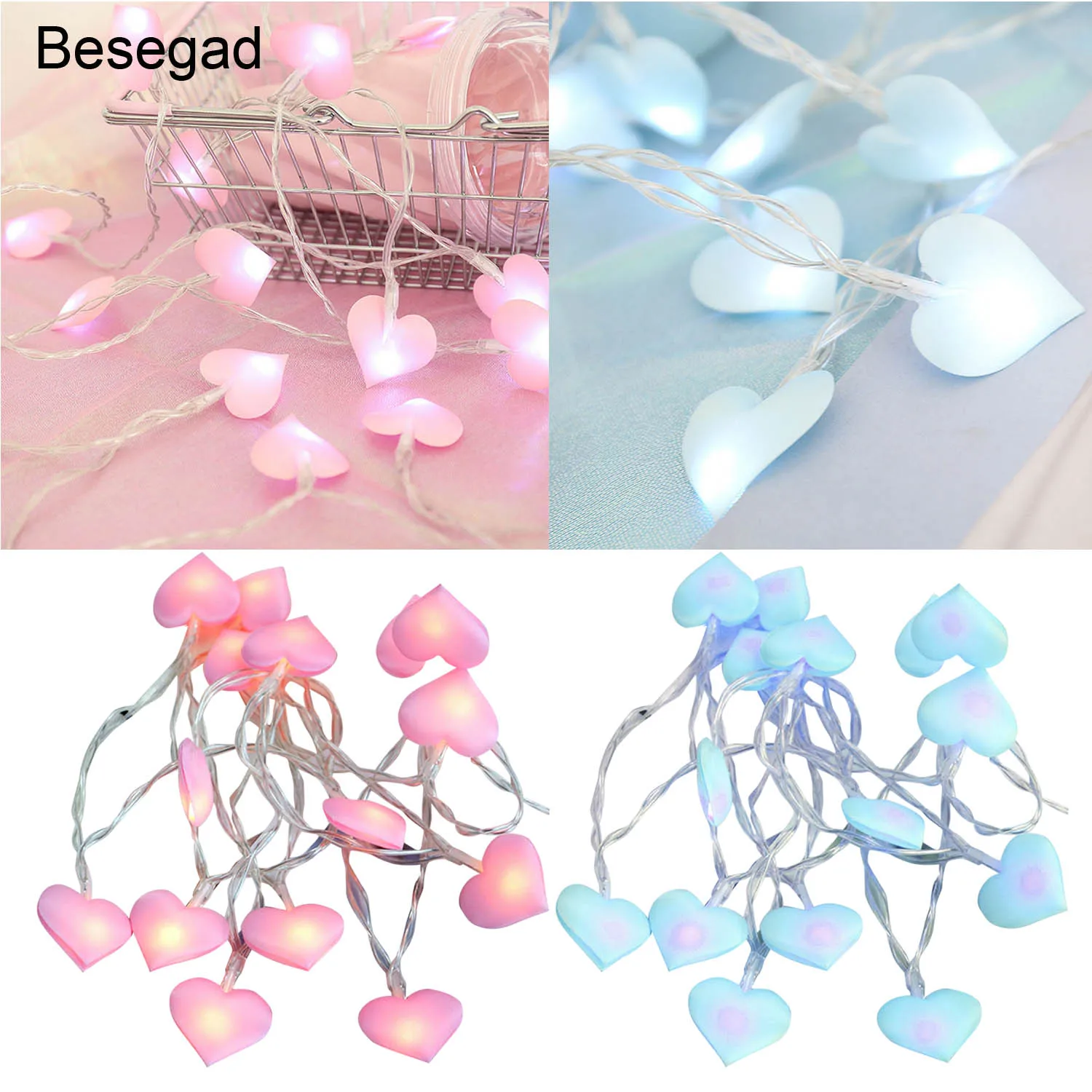 

Behogar 1.5m 10 LED Cute Heart Ornament String Fairy Lights Battery Operated DIY Home Xmas Christmas Holidays Party Decorations
