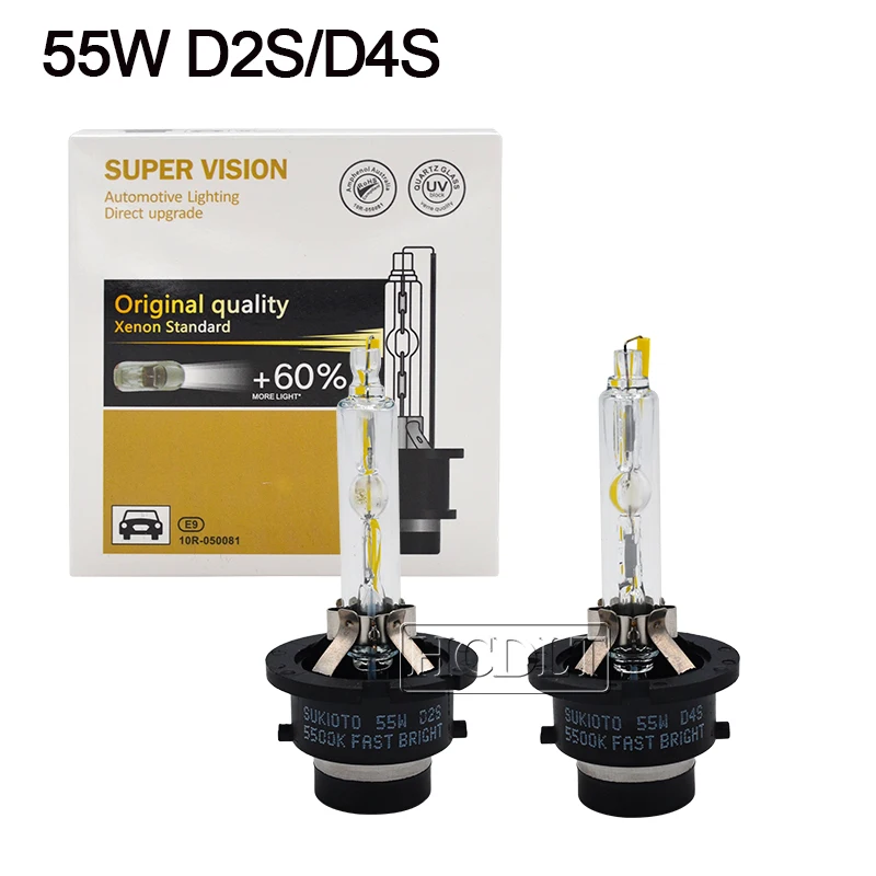 HCDLT Super Bright 55W Xenon D2S D2R D4R D4S Auto Car Headlight Replacement Bulb 5500K HID Xenon Lamp 12V 55W D4S D2S Xenon Bulb (3)