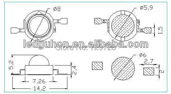 Красный светодиод высокой мощности 1 Вт|diode|diode leddiode red |