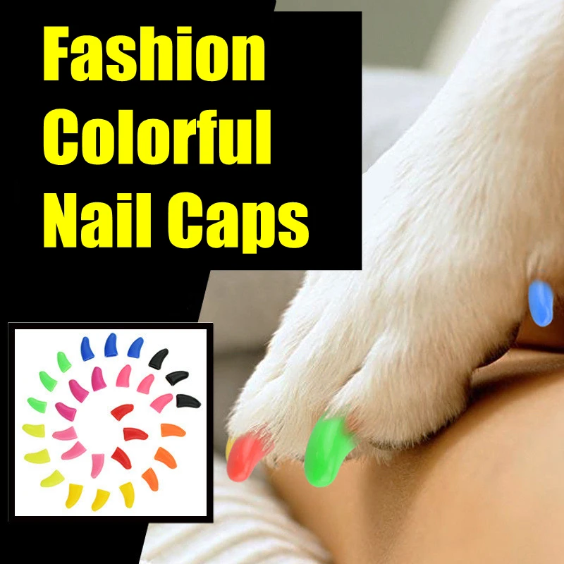 

20 Pcs Dog Cat Soft Silicone Nail Caps Paw Nail Cover Anti-scratch Puppy Claw Decoration Pet Manicure Nail DIY Dog Cat Supplies