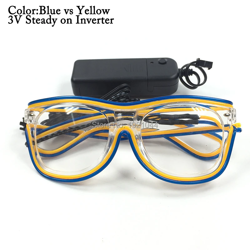 Special Price Neon light EL Wire Glowing Transparent Glasses Wholesale 100pcs Holiday Dance DJ DIY Props with Steady on Drive
