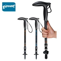 T-handle Hiking Carbon Fiber Walking Cane Trekking Poles Ultralight Telescopic Alpenstocks 49cm-100cm Trail Sticks Canne 1