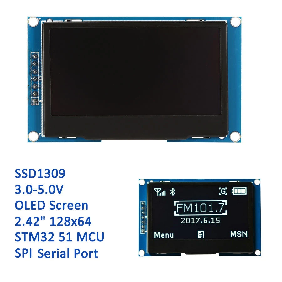 2,4" 12864 oled дисплей модуль белый экран SPI порт для arduino STM32 C51 2,42 OLED SSD1309 дисплей модуль