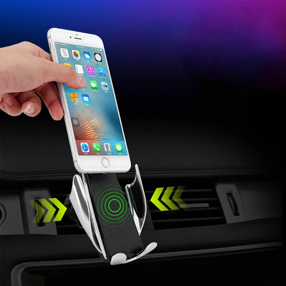 Automatic Clamping Wireless Car Charger Mount Bracket for iphone Android Type-C interface 360 Degree Rotation Charging Air Vent 