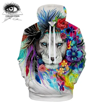 

King of the lion by Pixie cold Art 3D Animal Hoodies Men Sweatshirts Brand Tracksuits Casual Pullover Unisex Hoodie ZOOTOP BEAR