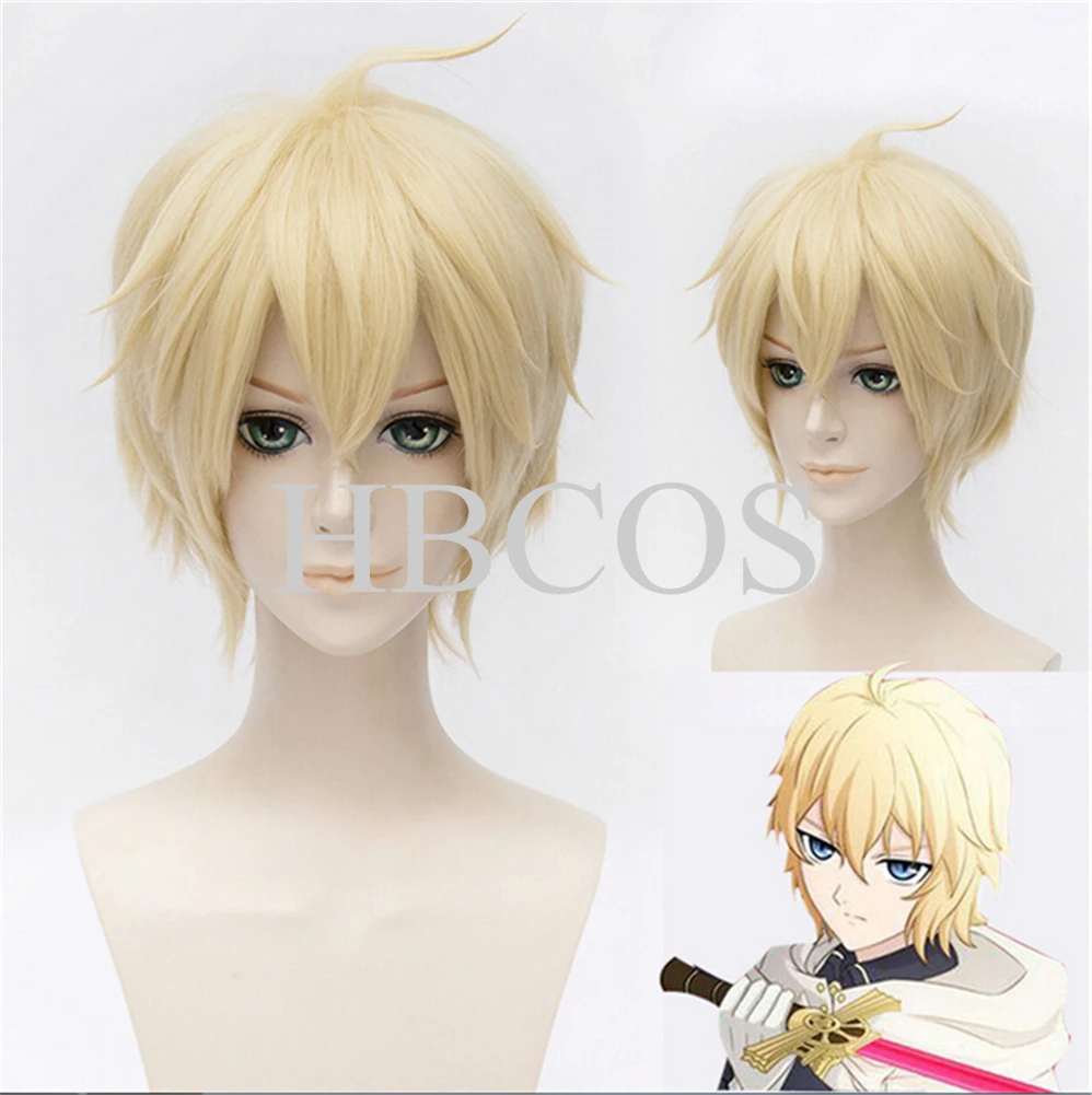 

Anime Cosplay Wig Seraph of the End Mikaela Hyakuya Blonde Short Costume Hair