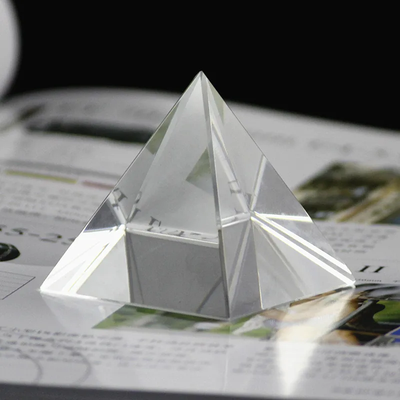 Прозрачная кристаллическая призма, пирамида пресс-папье 4 см фэн-шуй египетские энергетические Исцеляющие пирамиды для достатка Обучающие хрустальные статуэтки