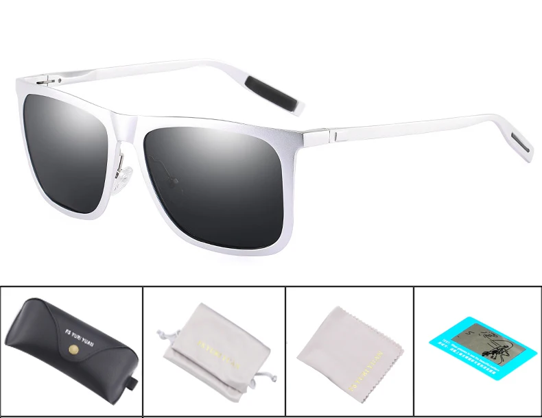 FS YURI YUAN мужские поляризованные очки для рыбалки алюминиевая оправа магния мужские велосипедные походные очки спортивные очки для рыбалки 158 - Цвет: silvery black